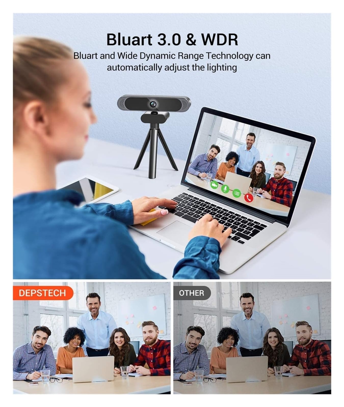 Webcam, Webcam HD 4K 8MP con microfono con cancellazione del rumore/copertura for la privacy/presa for treppiede Riproduci videocamera Web USB for video di riunioni