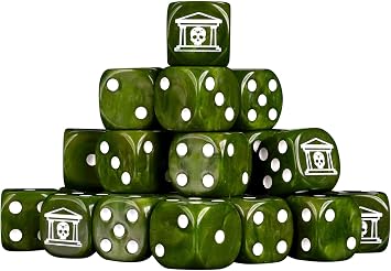 Military Gate Dice, Green, 16mm Round, 25 Count, Resin D6, Sci Fi Wargaming Dice, Tabletop Grimdark