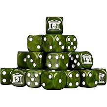 Military Gate Dice, Green, 16mm Round, 25 Count, Resin D6, Sci Fi Wargaming Dice, Tabletop Grimdark