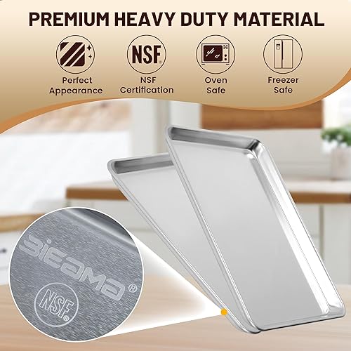 Miniatura 3 de BIEAMA Paquete de 6 bandejas para hornear de aluminio de 10 x 13 pulgadas para horno, congelador, panadería, hotel, restaurante