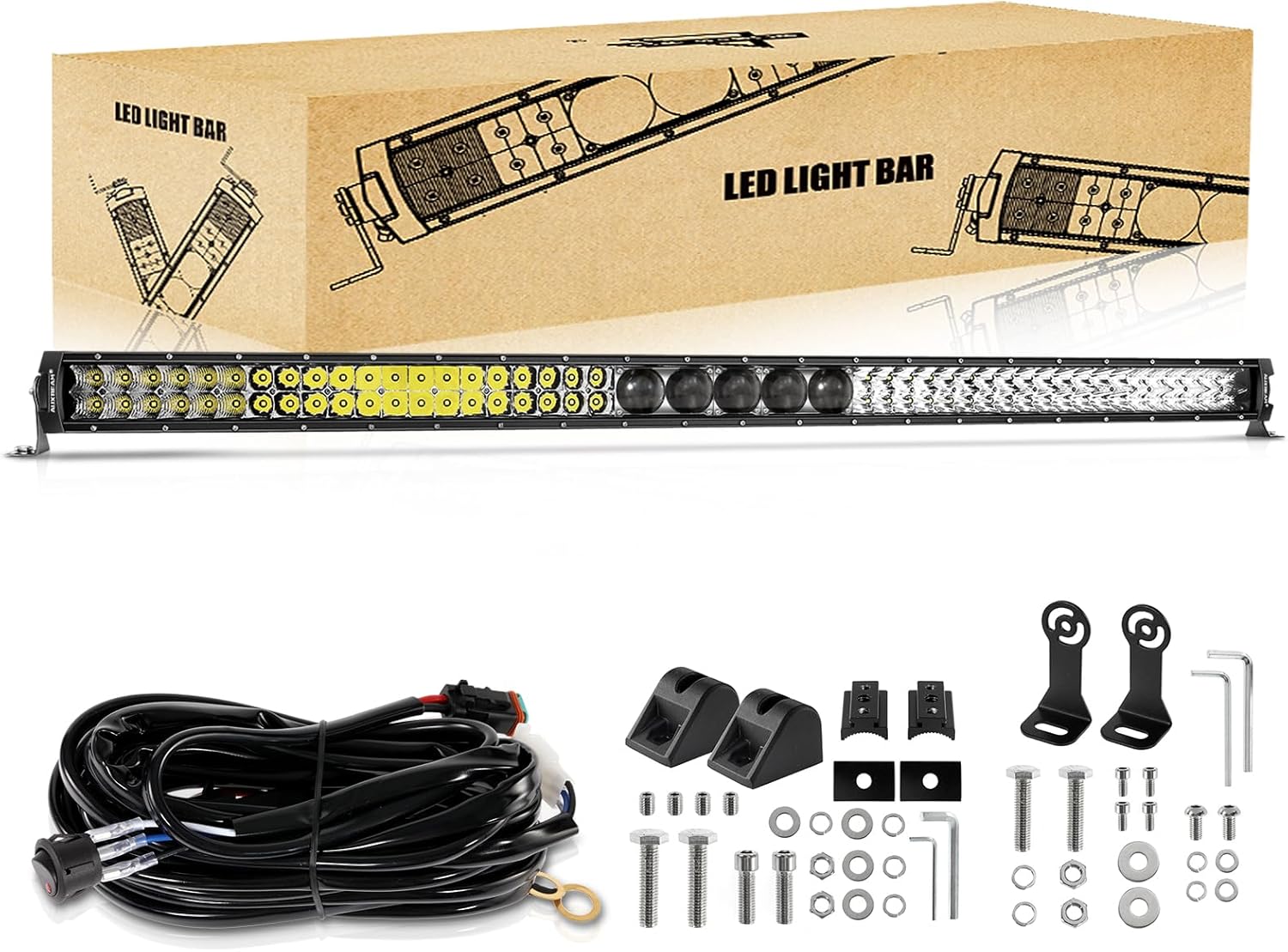 Auxbeam 22 Inch LED Light Bar, 5D-PRO Series 180W Waterproof Dual Row Spot Flood Combo Off Road Driving Lights, Auxiliary Bumper Work Lights with 10FT Wiring Harness for Car SUV UTV ATV Pickup Truck