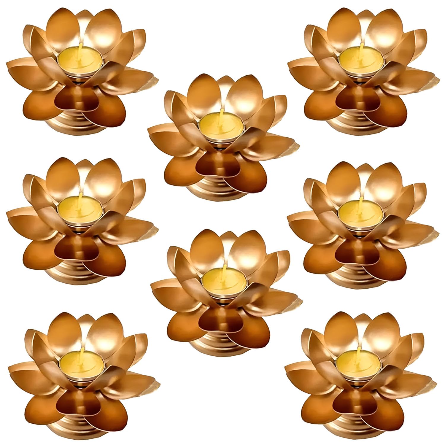 Easyera Lotus Tealight Holders - Golden Decor -9