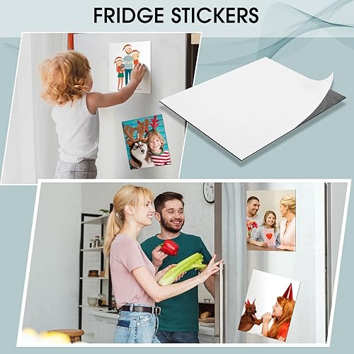 Miniatura 4 de Xuhal 50 hojas adhesivas magnéticas, hojas magnéticas negras con parte trasera adhesiva, papel autoadhesivo flexible, fácil de cortar para