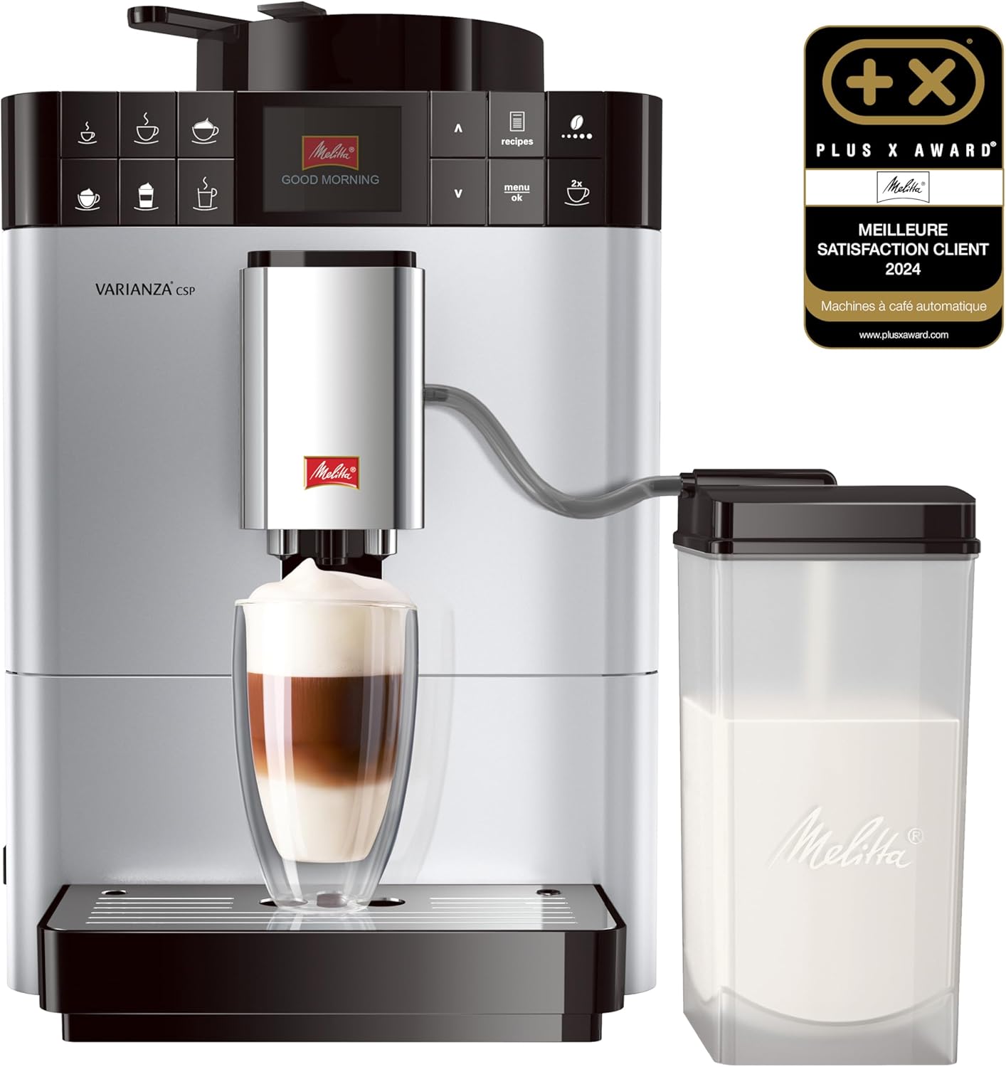 Melitta Varianza CSP Argent, Machine à Café à Grain avec Broyeur, Système One Touch, Fonction My Bean Select, Mode 1 à 2 Tasses, Automatique, Écran Couleur TFT, F570-101, 1450W Argent Machine à Café