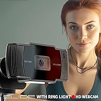 Vista 3 de Cámara web Slide 720P HD con anillo de luz portátil y soporte de abrazadera, cámara de transmisión con micrófono, 30 FPS, 30 modos de luz, 2 brazos
