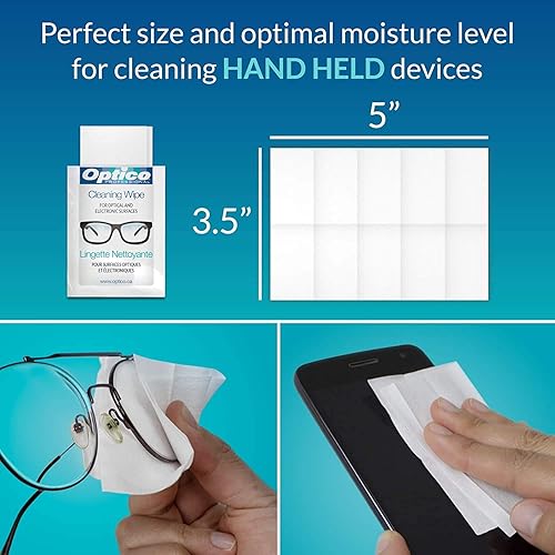 Miniatura 2 de Optico Paños de limpieza prehumedecidos  Limpiador de alta calidad para lentes de ojos, pantallas y cámaras  No necesita spray  Toallitas de tela