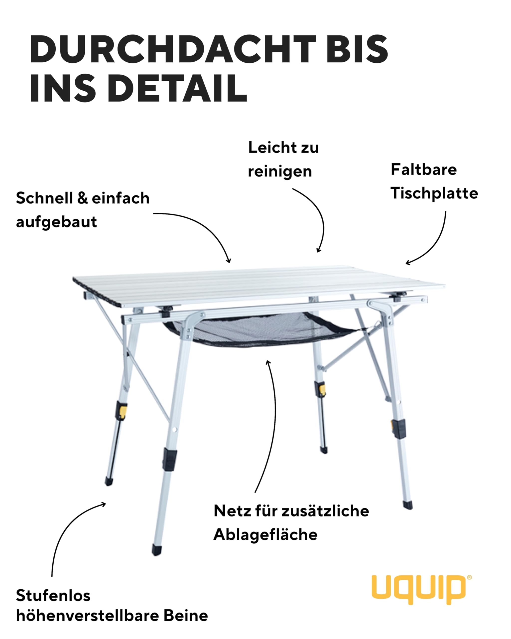 Uquip Campingtisch Variety, M, alu-Silber