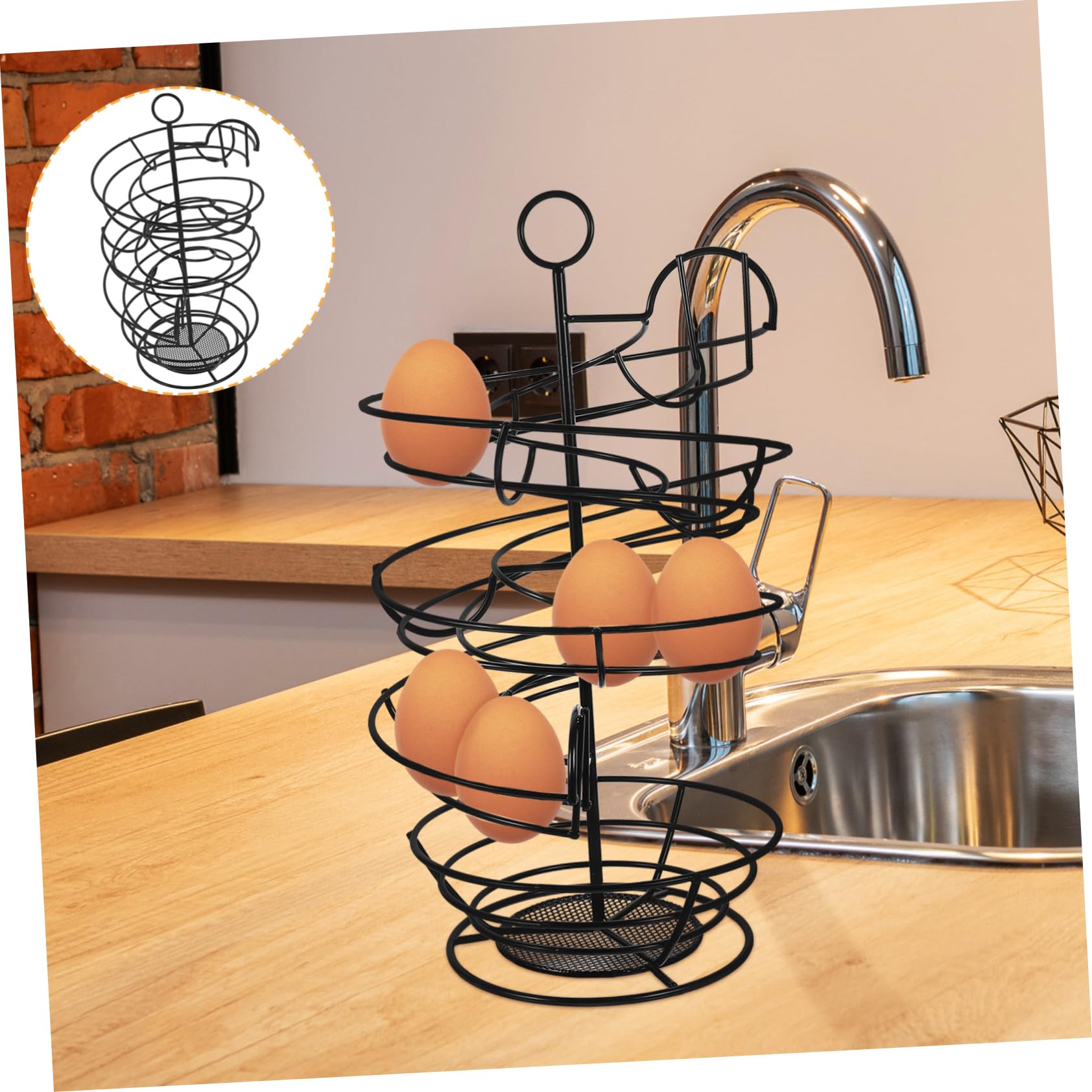 COLLBATH Soporte Metálico para Huevos Diseño Espiral Organizador De Almacenamiento para Cocina Huevera Decorativa y Funcional Ahorra Espacio La Nevera