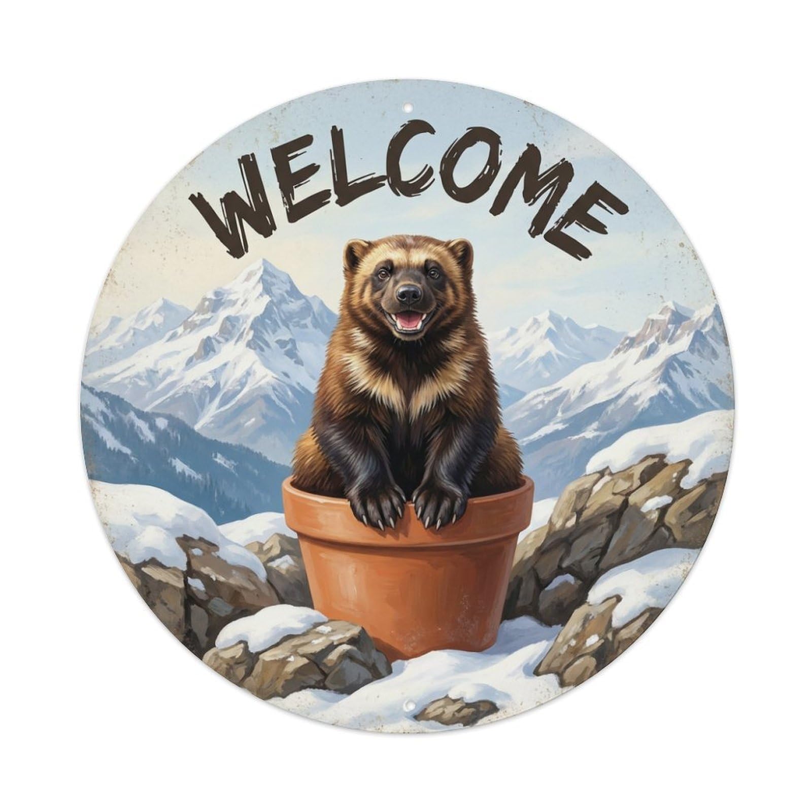 Welcome Glutton Mountain Rock Metal Tin Sign