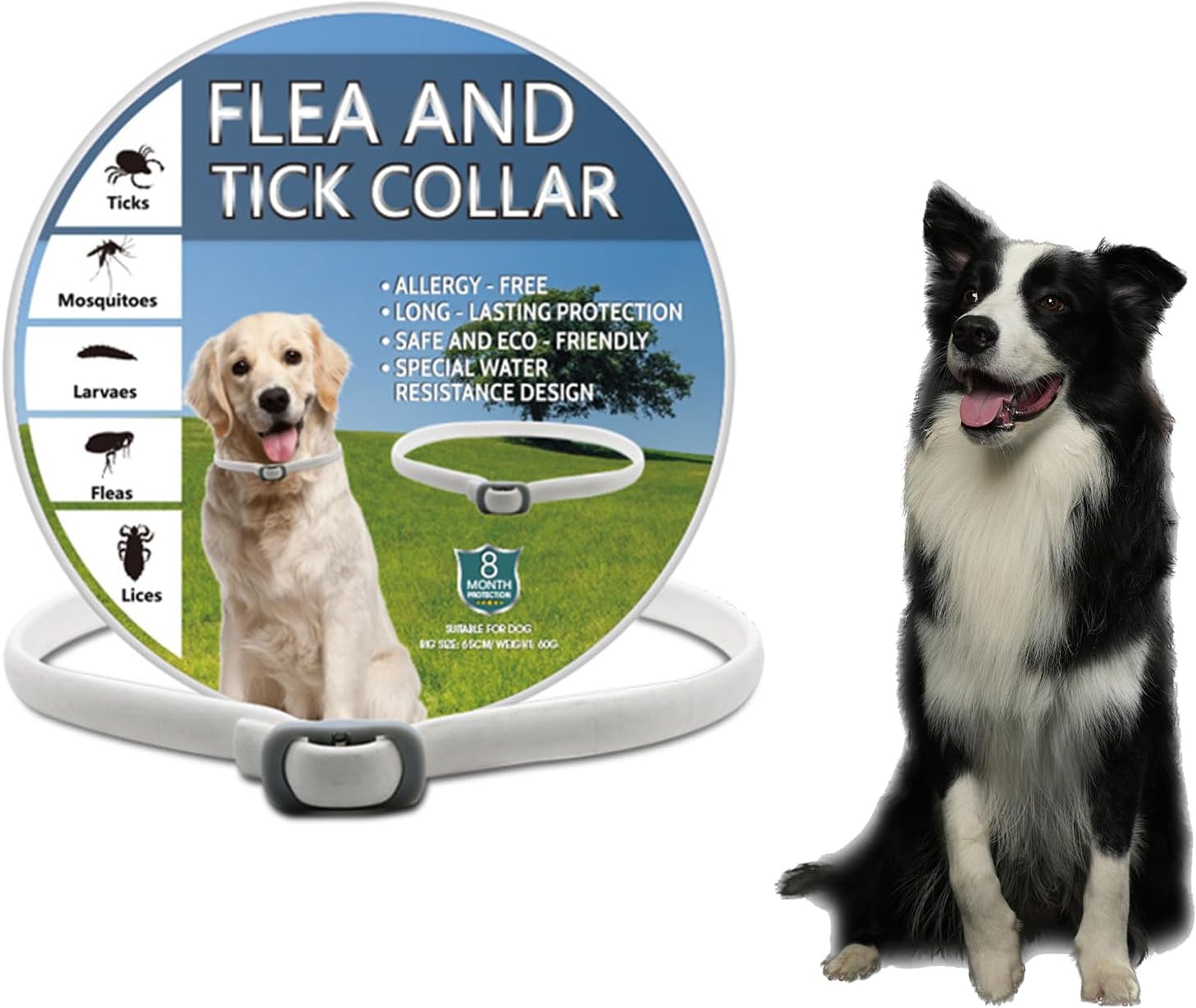 Flea and Tick Collar for Dogs, Adjustable Flea and Tick Treatment for Dog, Waterproof Dog Flea and Tick Collar, 8 Month Flea and Tick Prevention Per Collar, 1 Count