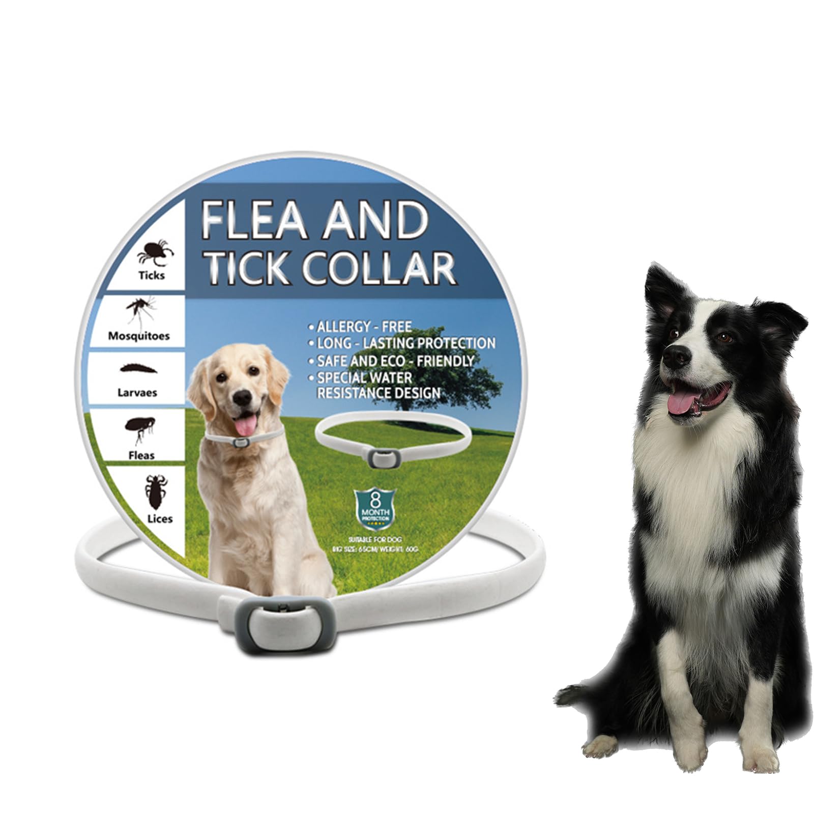 Flea and Tick Collar for Dogs, Adjustable Flea and Tick Treatment for Dog, Waterproof Dog Flea and Tick Collar, 8 Month Flea and Tick Prevention Per Collar, 1 Count