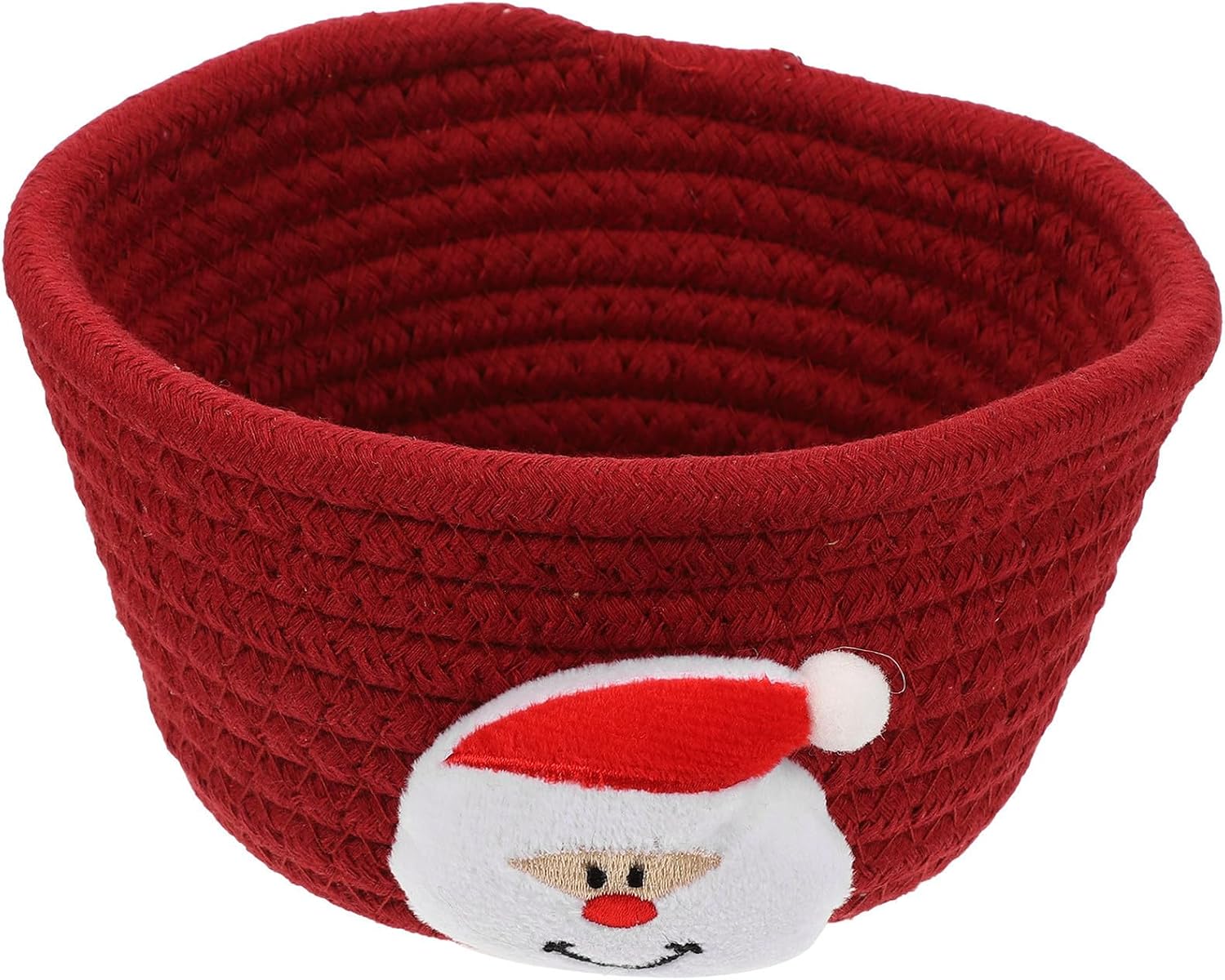 Xmas Christmas Storage Basket Cotton Thread Santa Claus Style Red