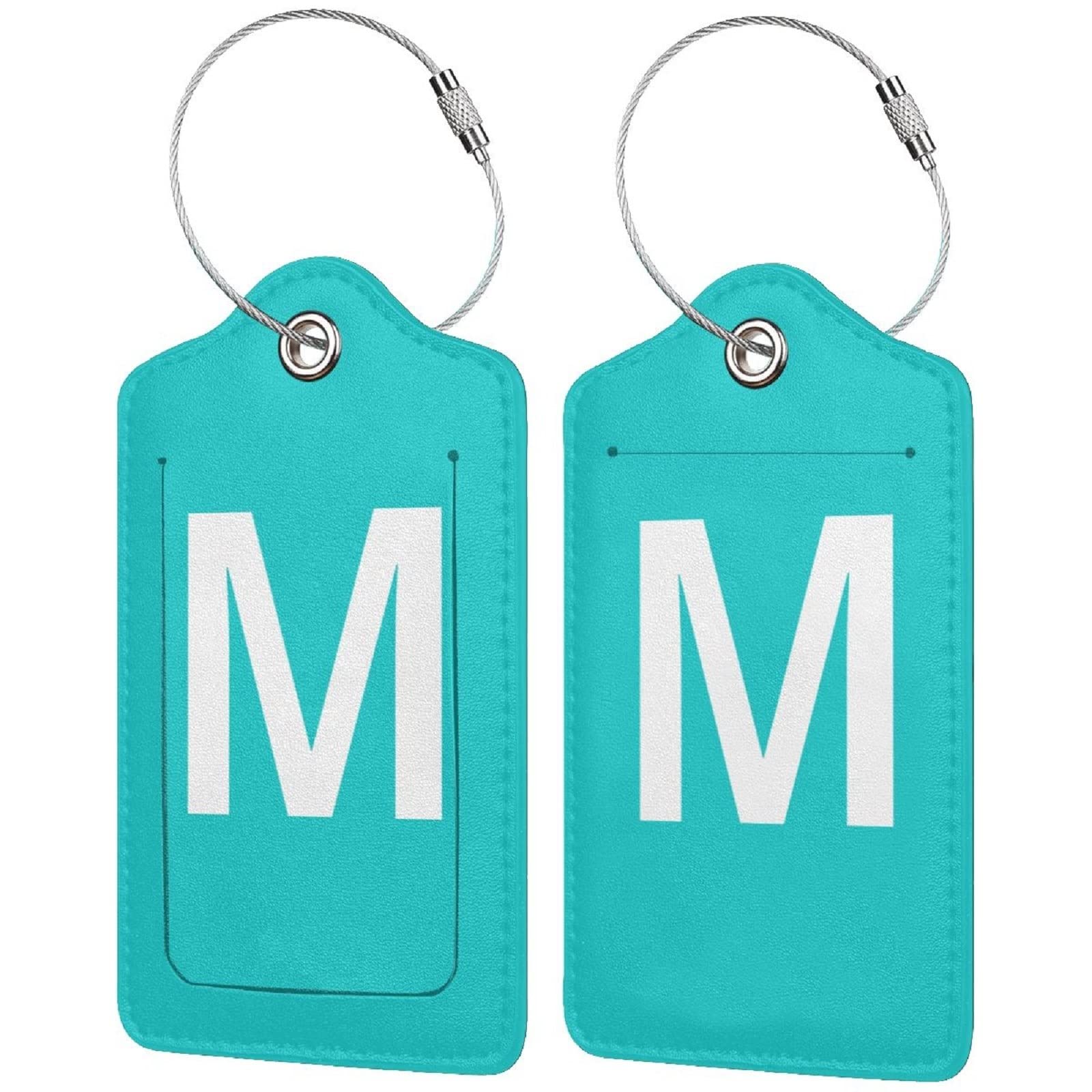 Initial Luggage Tags for Suitcases Tags Identifiers Leather M Travel Tag for Luggage ID Labels Privacy Cover Backpack Baggage Rucksack Personalized