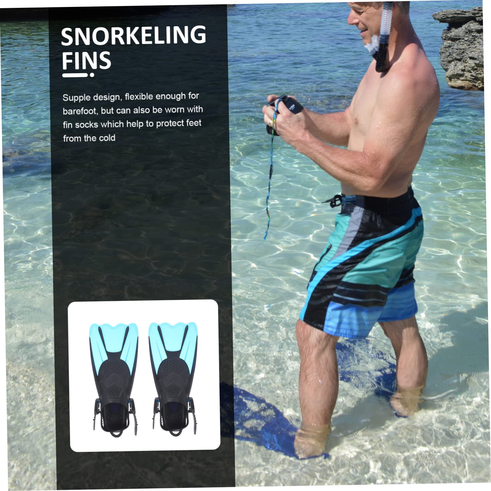 Garneck 2Pcs Pinne per Immersione Accessori Attrezzature Attrezzatura Subacquea Pinne per Apnea Pinne per Nuoto Pinne per Nuoto in Gomma per Adulti Pinne per Tacco Aperto Pinne per