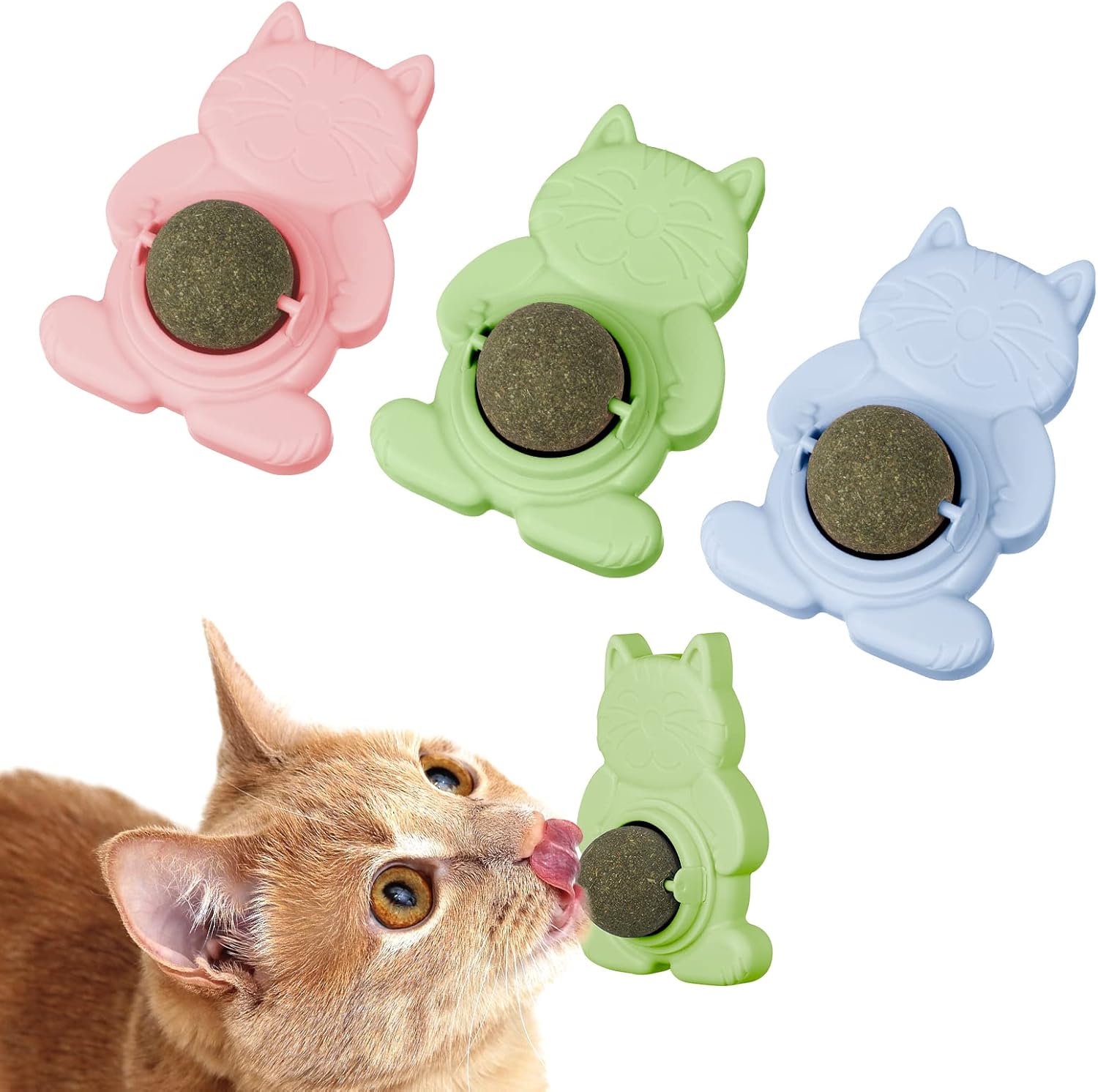 Pinenuts 3 Pcs Catnip Balls for Wall, Natural Cat Mint Ball Catnip