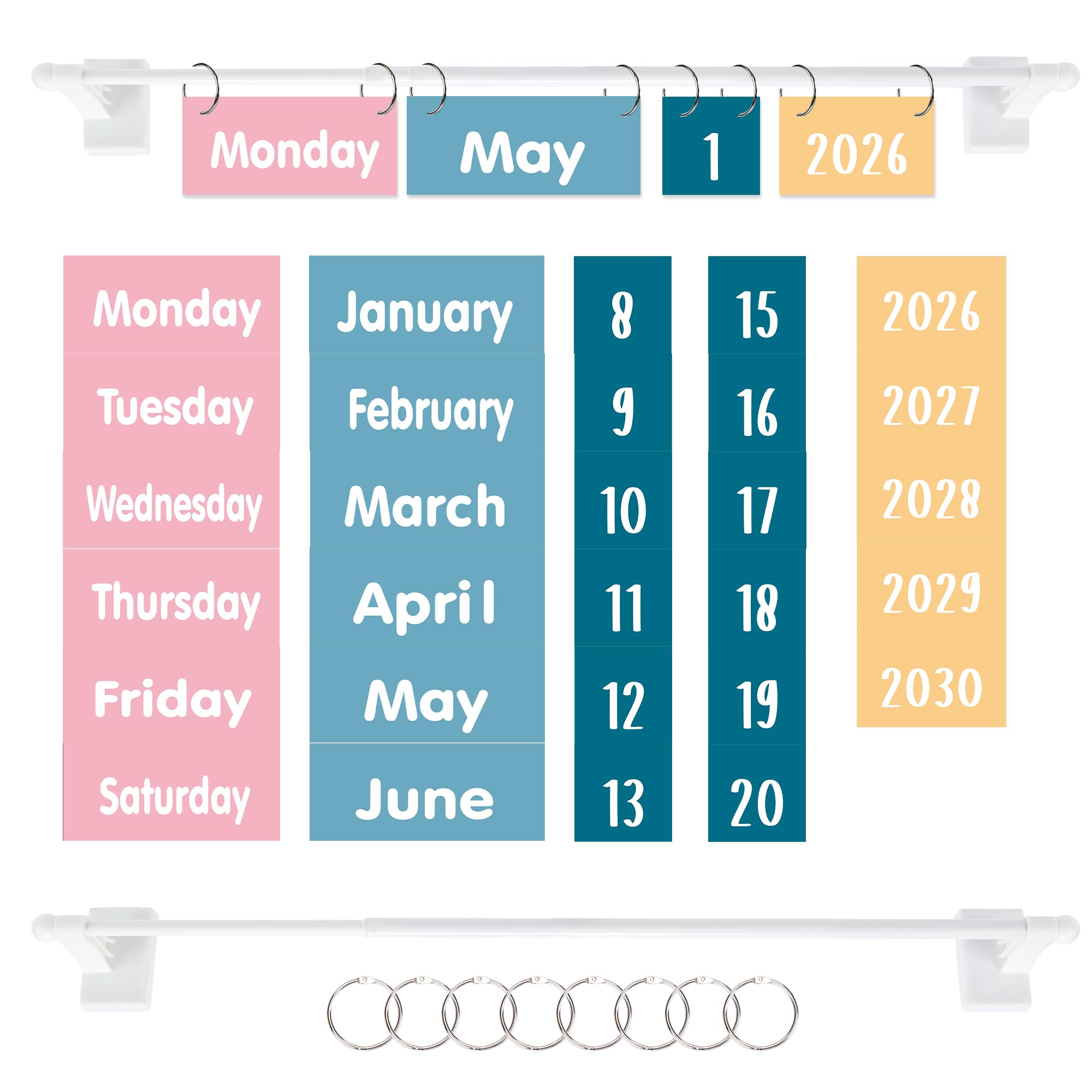 Magnetic Flip Calendar for Classroom, Magnetic Rod for Classroom Whiteboard, Flip Calendar for Classroom Home Decor, Teacher Must Haves (9)