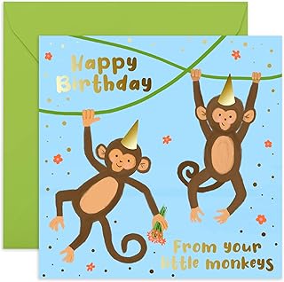 Central 23 - Cute Birthday Card for Her - 'Happy Birthday From Your Little Monkeys' - Sweet Mum Birthday Cards - Fun Dad Birthday Cards - Comes with Fun Stickers