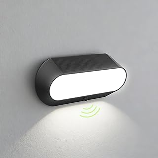 auralab Aussenlampe mit Bewegungsmelder Solar, 2000mAh Akku Solarlampen für Außen, Wasserdichte Solar Außenlampe mit Dämmerungssensor Kunststoff, Für Eingangsbereich, Vorgarten, Garage und Garten