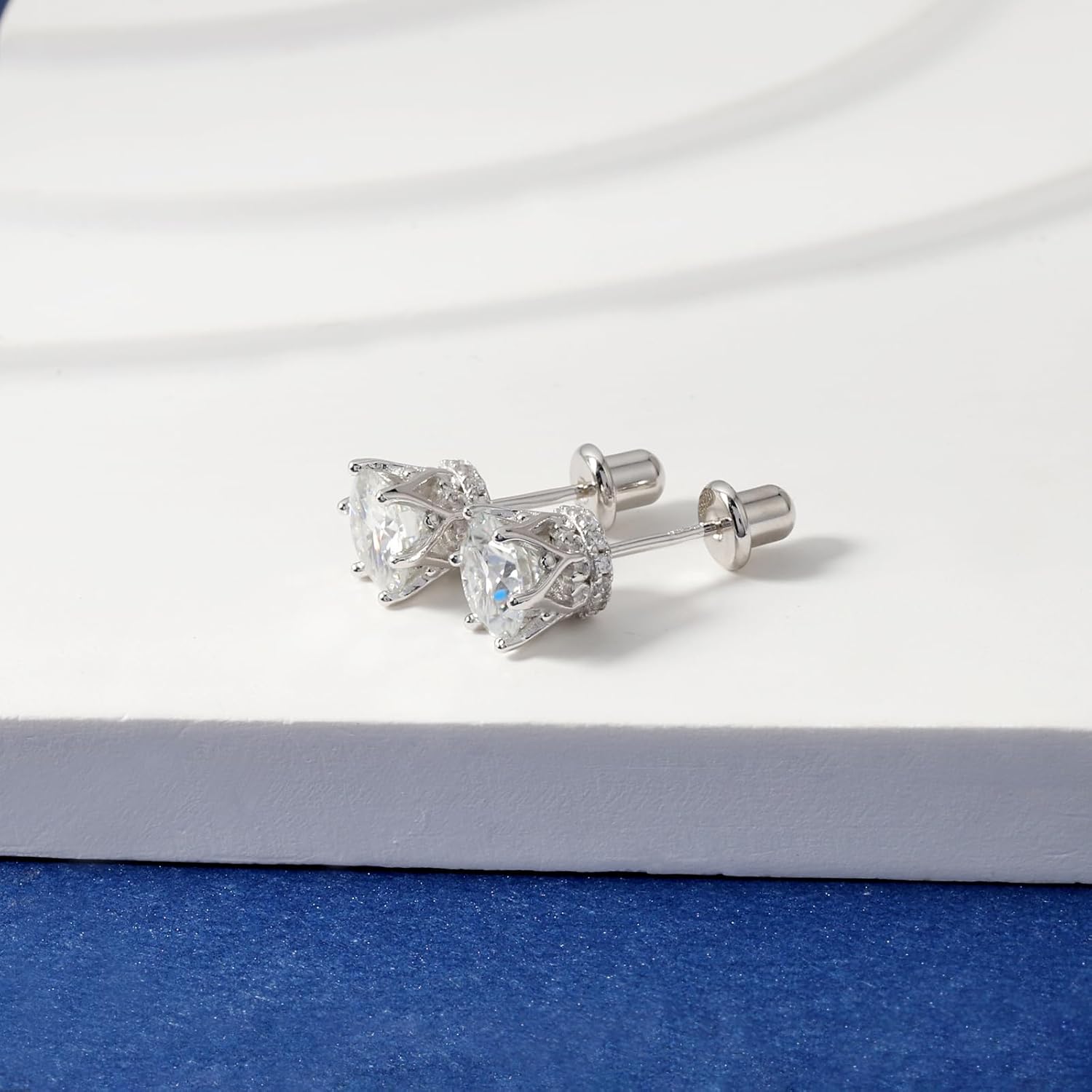 Moissanite Screw Back Stud Earrings - 925 Sterling Silver D-color VVS1 Round Cut 6.5mm 2CT Moissanite Stud Earrings Jewelry Gifts for Women men - Image 2