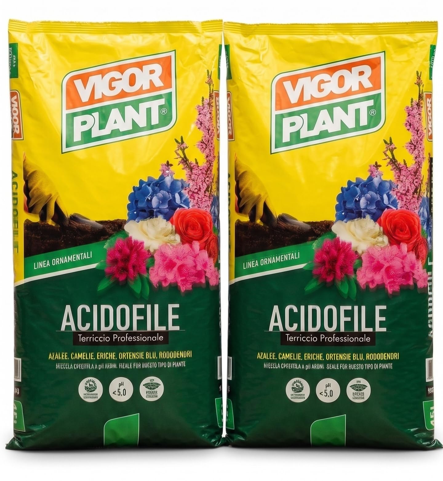 Terriccio per Acidofile 2 Confezioni da 20L (40L Totali) | Substrato Professionale per Azalee, Ortensie, Camelie e Rododendri | pH Acido | Alta Qualità | Ideale per Vaso e Giardino