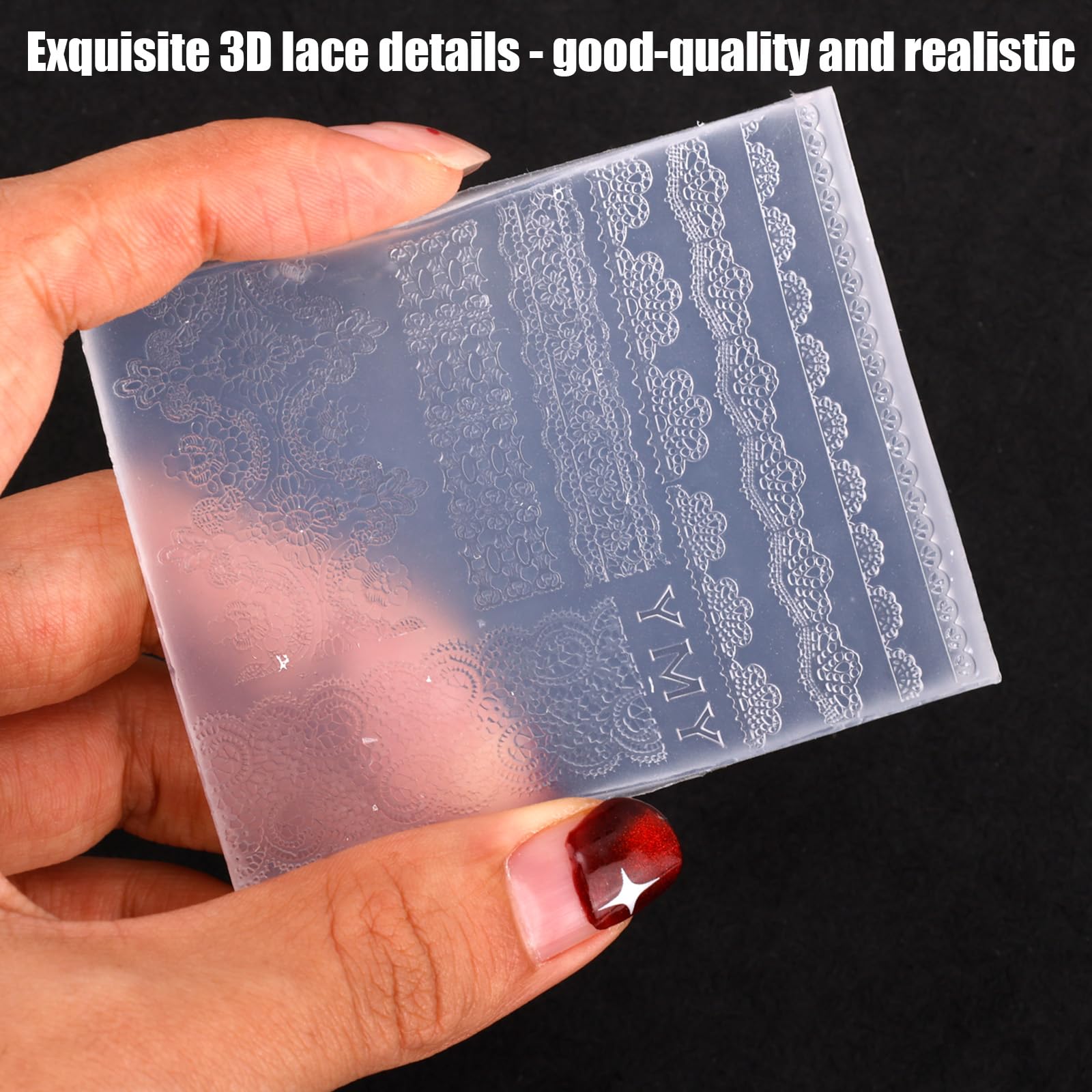 Stampo per Unghie in Pizzo 3D, Stampo in Silicone Ciondoli Unghie Decorazione Manicure Y2K Forniture Fai Da Te for Principianti e Professionisti