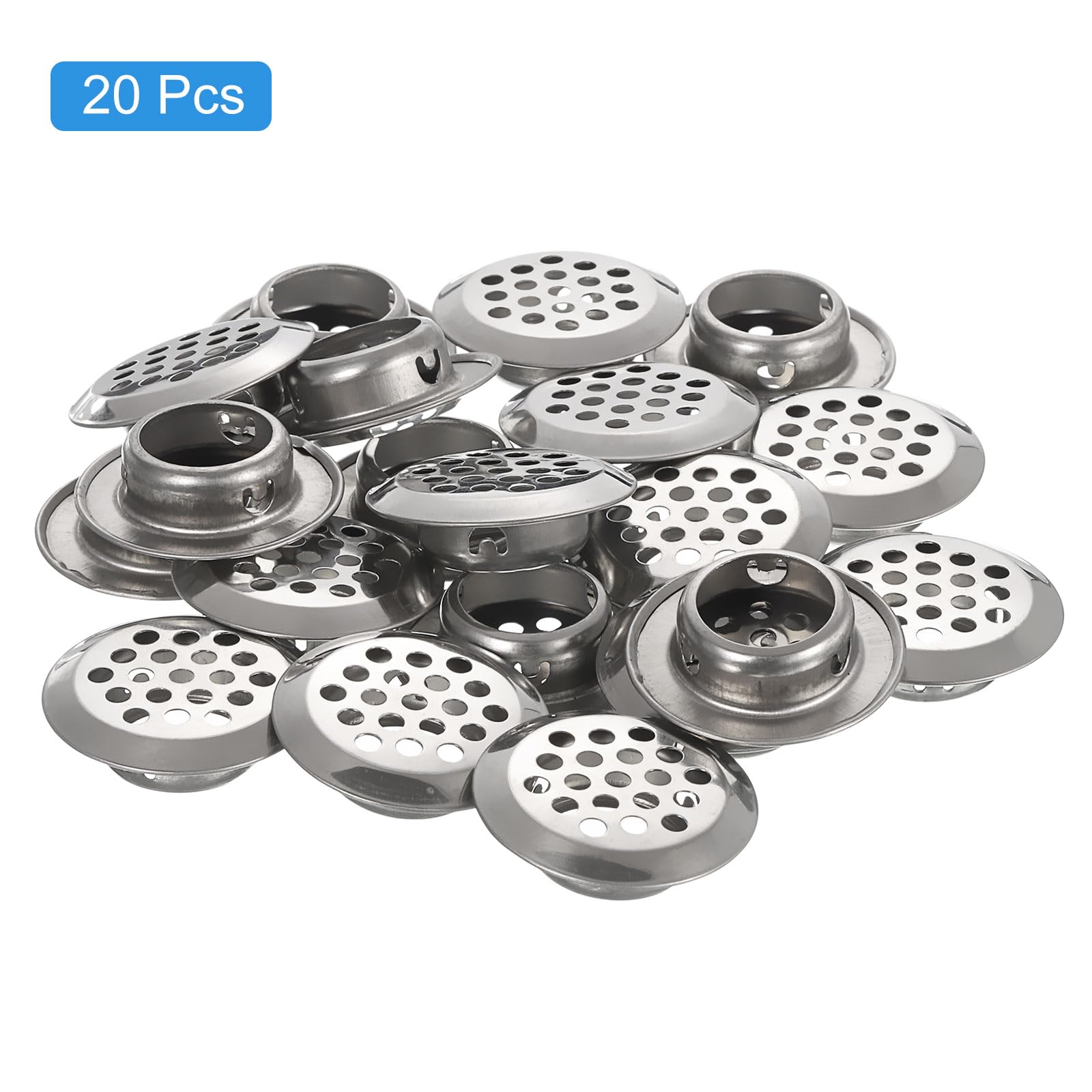 Sourcing Map Runde Lüftungsschlitze Edelstahl, 29 Mm – 20 Stück, Für Schränke, TV-Möbel, Silber