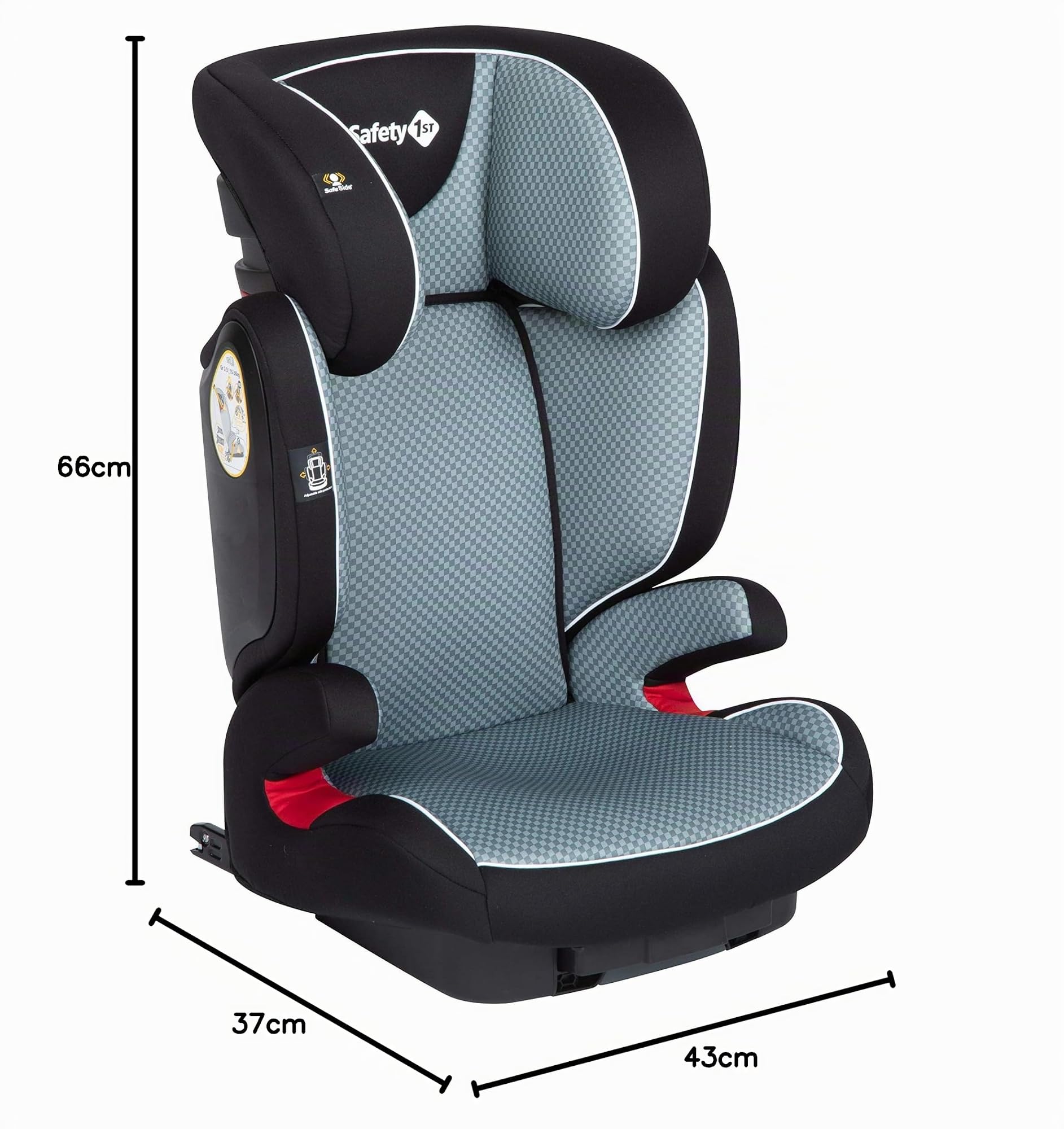 Safety 1st Road Fix Siège Auto Groupe 2/3, ISOFIX, Rehausseur Auto, de 3.5 à 12 ans, 15-36 kg, Pixel Grey (gris)