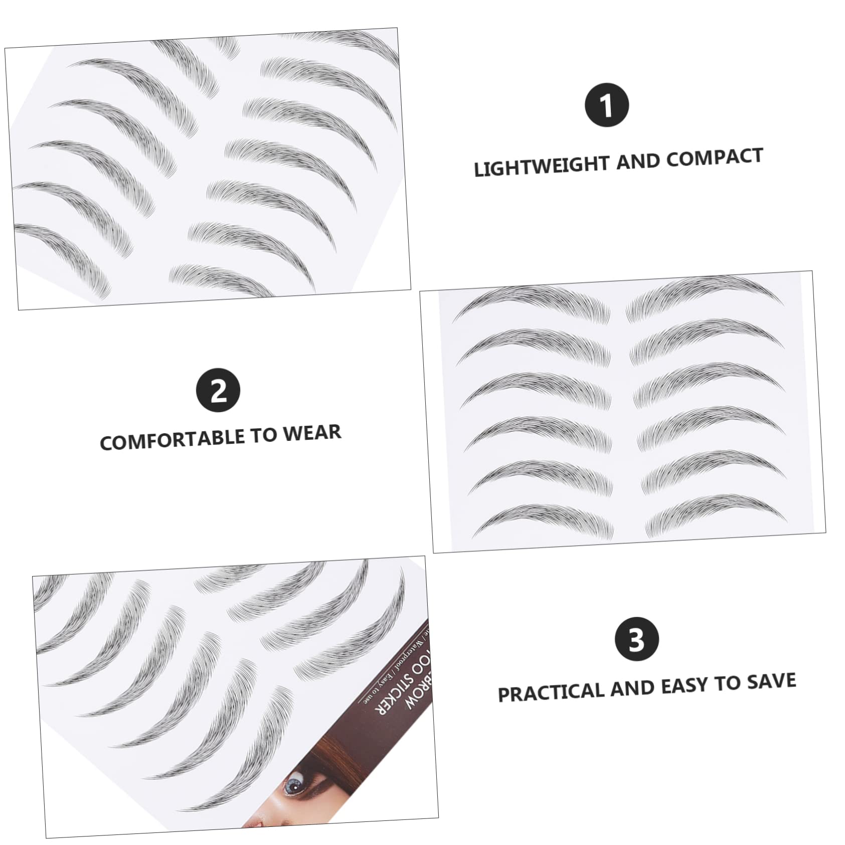 FRCOLOR 3 Set Di Cosmetici Per Sopracciglia Finte Per Applicare Adesivi Per Sopracciglia Simili A Sopracciglia Naturali Istantanee Per La Perdita Di Abilità Richieste 12 Fogli * 3