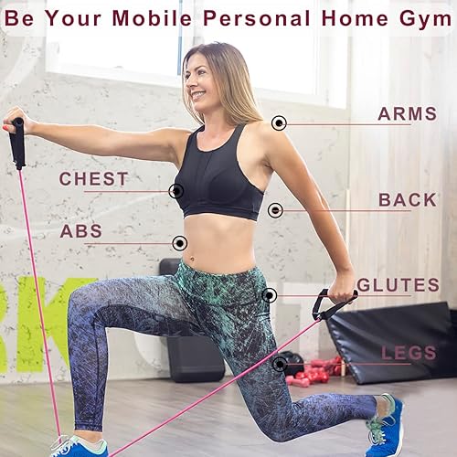 Miniatura 3 de Resistance Bands with Handles, Single Resistance Bands, Exercise Bands with Handles, for Resistance Training, Physical Therapy, Home Workouts, rojo