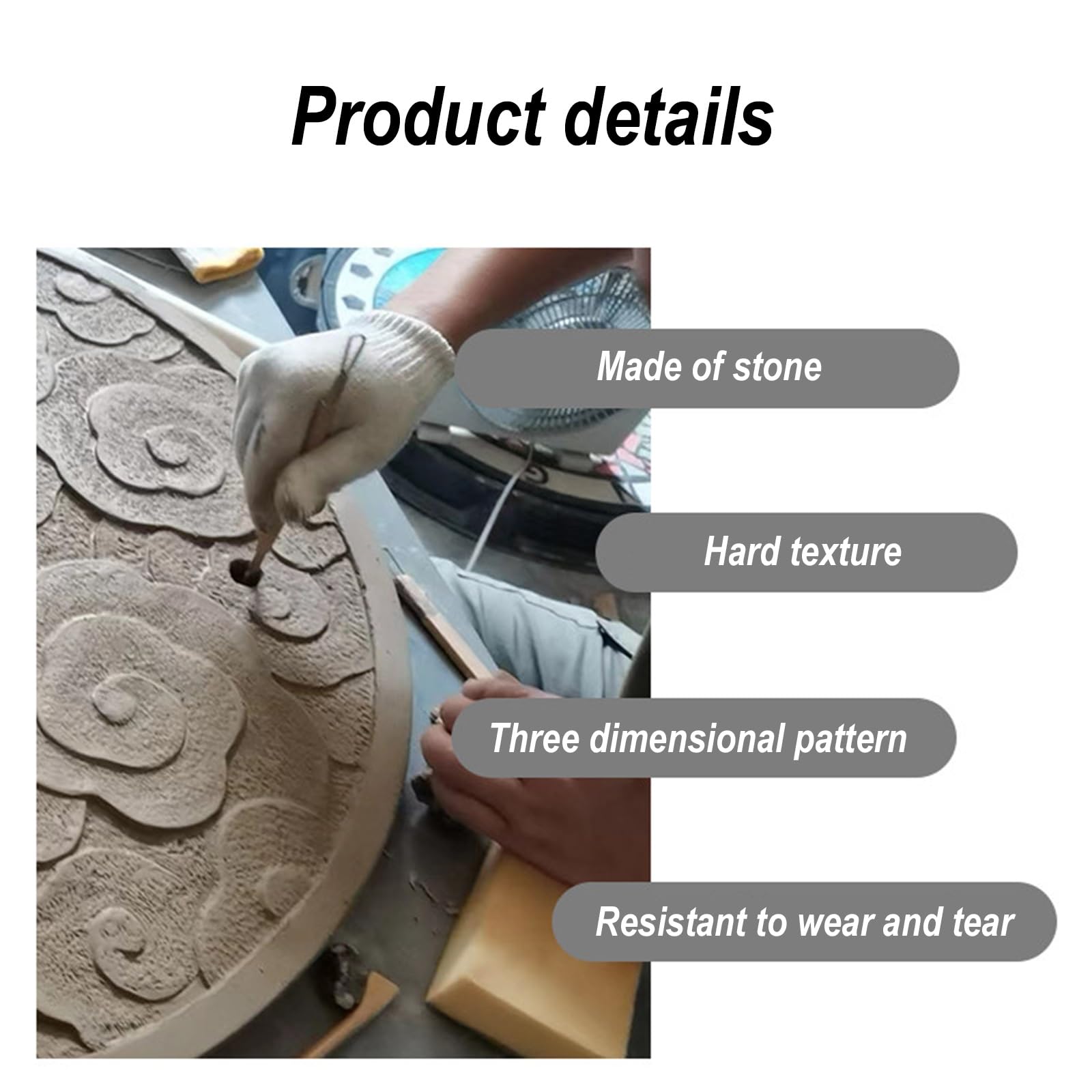 Tapa Arqueta, Tapas de Piedra para Fosas Sépticas, con Orificio para Asa, Tallado 3D, Antideslizantes y Resistentes al Desgaste(60cm/24in)