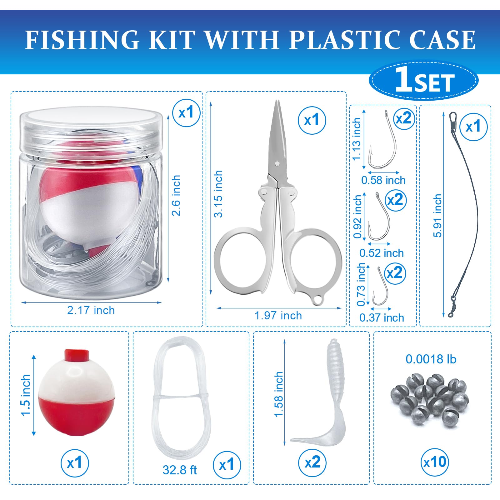 Mini kits de pêche en vrac pour remplissage de boîte à chaussures de Noël, kit de survie d'urgence avec pot, accessoires de pêche et équipement pour débutants, cadeau de Noël