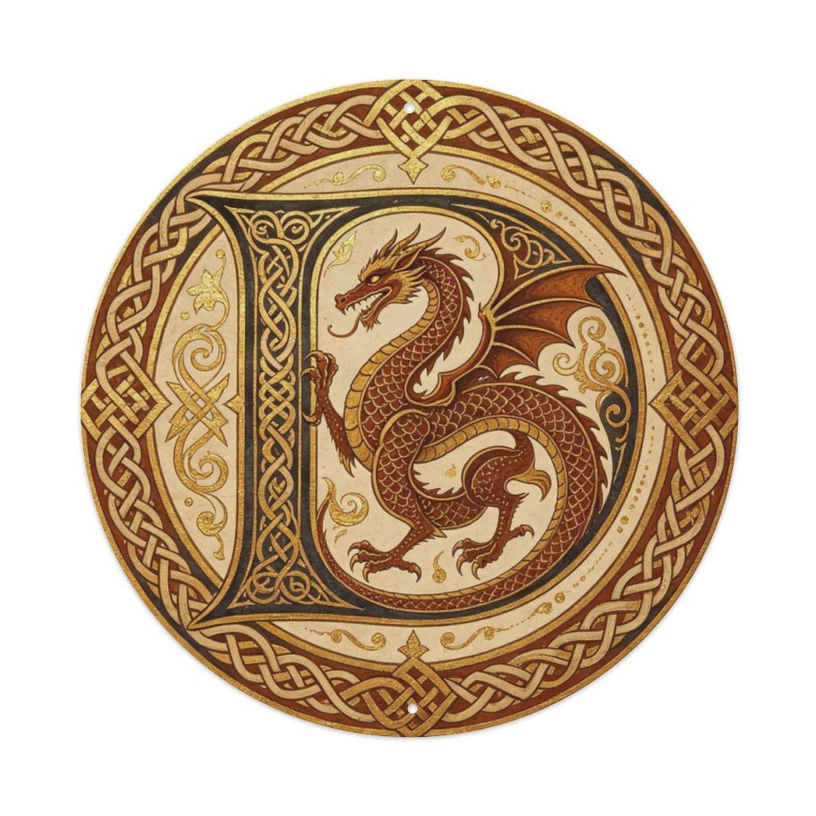 Medieval Manuscript Viking Dragon Art Metal Tin Sign Plaque