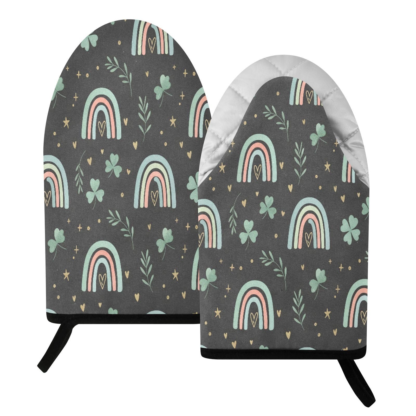 BURSTDDY Cartoon Rainbow Oven Mitt,Heat Resistant Kitchen Mitts for Cooking