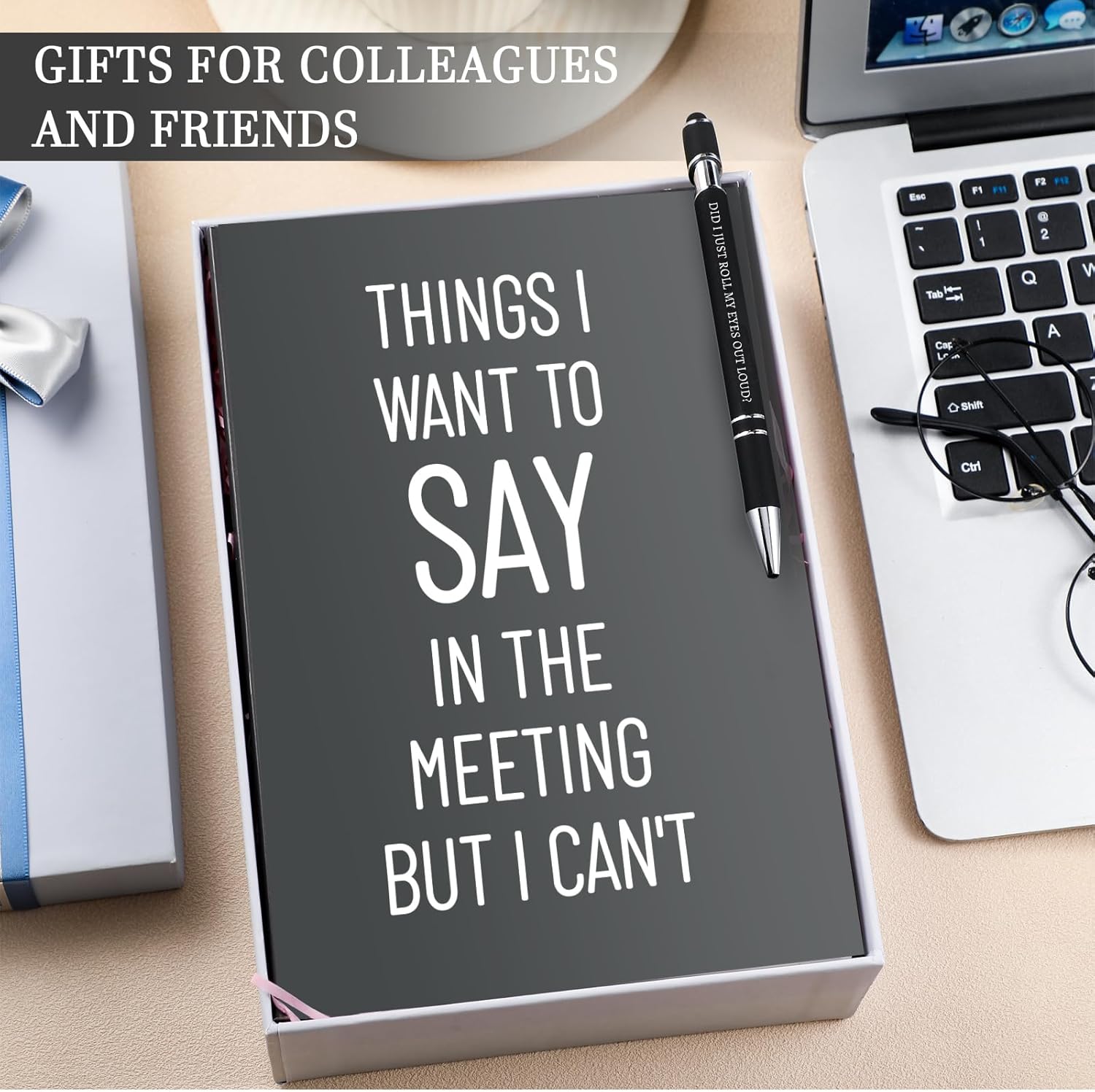 Fullhawl Funny Gifts Set Sarcastic Sayings Notebooks Funny Pens Notebooks Set Snarky Ballpoint Journal with Insulting Negative Quotes Work Gift for Coworker Women Employee Office