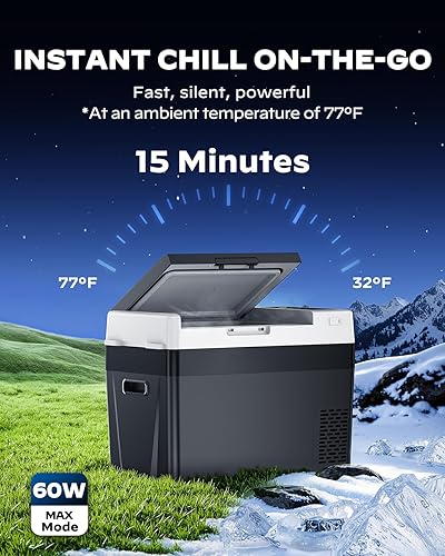 Miniatura 2 de Marsail Refrigerador de 12 voltios, 12 V, refrigerador de automóvil, 32 cuartos de galón, congelador portátil, compresor de -4 F a 68 F, 1224 V CC