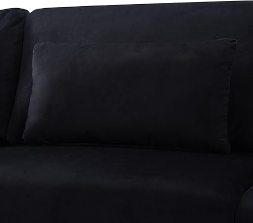 Miniatura 7 de Sofá modular convertible moderno en forma de L de 105 pulgadas, sofá tapizado de tela de terciopelo, con diván desmontable, funda lavable y otomana,