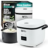 Rice Robot Personal Rice Cooker, PFAS-free, Nonstick 1 Quart Capacity, with Stainless Steel Steamer Tray, Measuring Cups, Recipe Book with 60 Recipes, and Serving Spoon, As Seen On TV