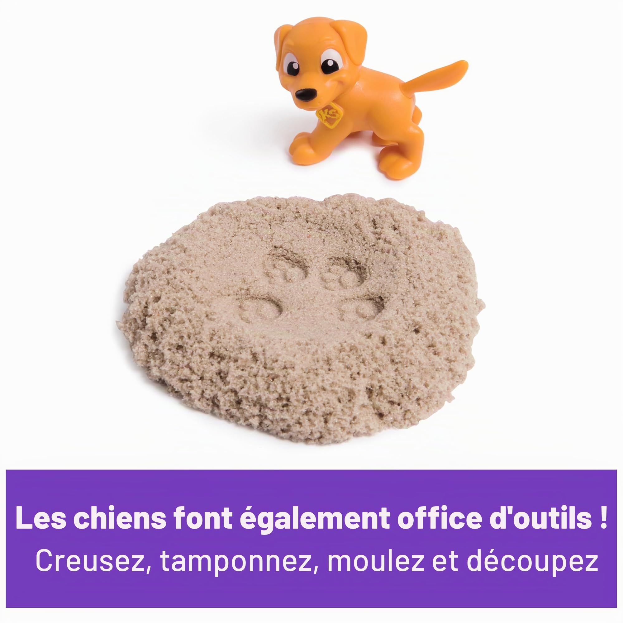 Kinetic Sand Mallette de parc pour chien ? Avec 680 g de sable, 3 chiens, 2 outils de sable et accessoires, à partir de 3 ans