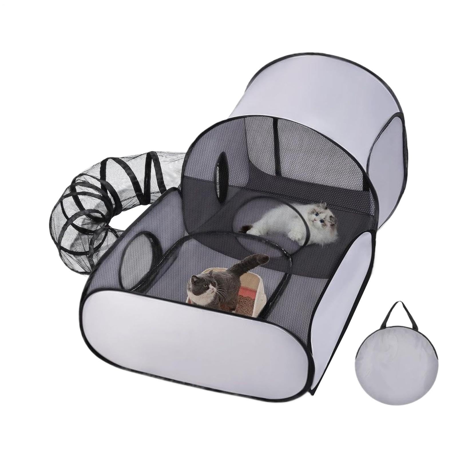 Cat Playpen - Cat Enclosure Tunnels, Dog Play Pen, Foldable Enclosure House Interactive Toys Exercise Playground for Kitten Puppy Small Animals Travel Outdoor, Portable Pets Playpen
