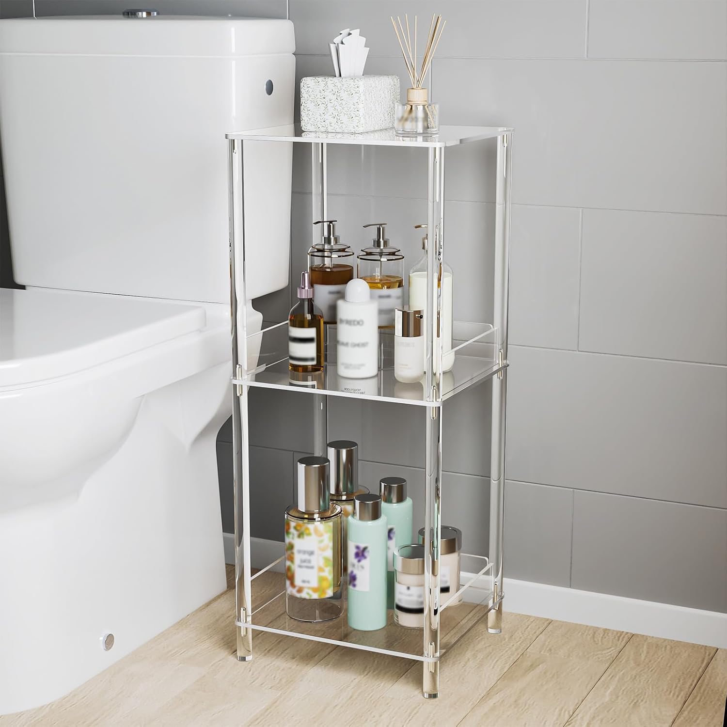 Amazon.com: Sumerflos Acrylic Bathroom Stand - 3 Tier Clear Bathroom ...
