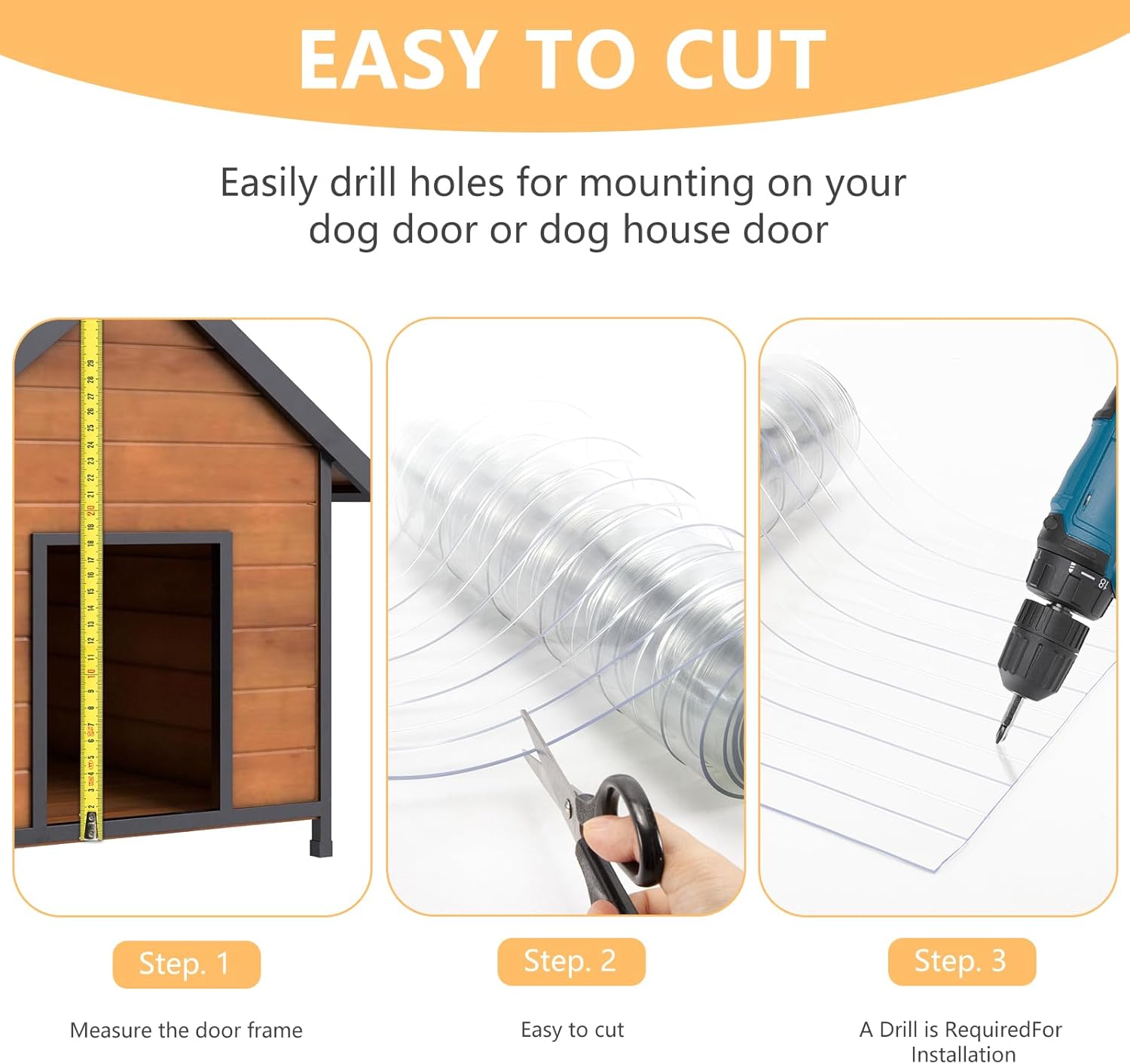 HIDROSIL Plastic Vinyl Door Flaps for DIY Dog House- (8 ft x 12 in [1 pcs]), Dog Door Replacement Strips, for DIY Cat Door - Doghouse or Kennel Door Flap, Clear