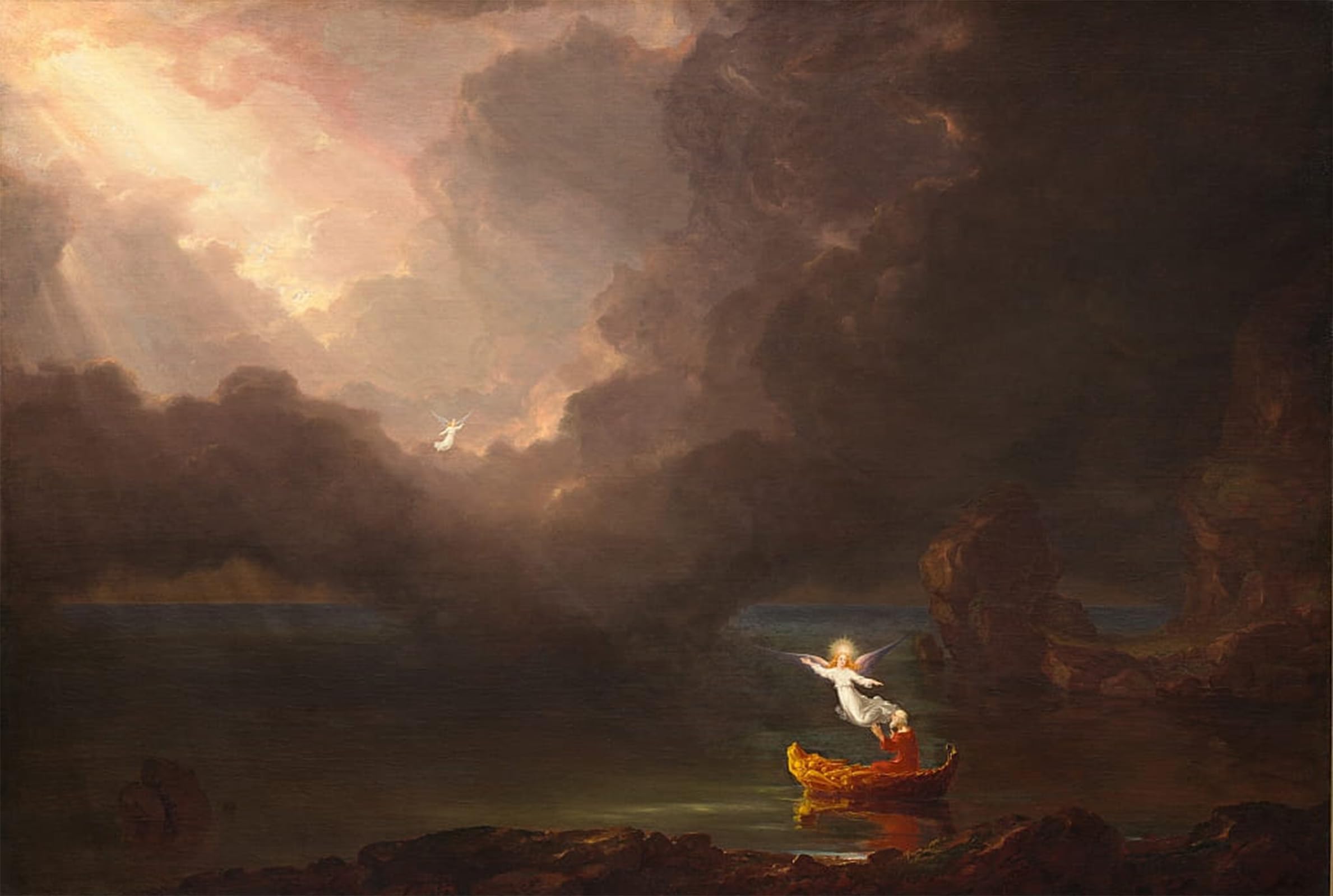 ARTXLXXBN Famous Print Painting Colorful Art Print the of Life Old Age by Thomas Cole Canvas Art Decorations for Home Decor 60x90cm