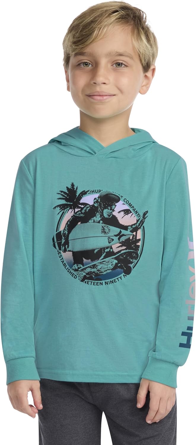 Hurley boys Long Sleeve Hooded Graphic T-shirt - Image 3