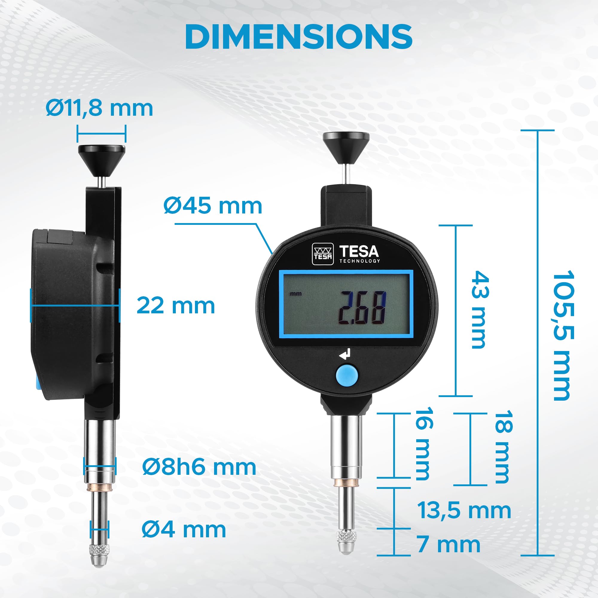 TESA DIALTRONIC COMPACT Comparateur Numérique de Précision 0–12,5 mm