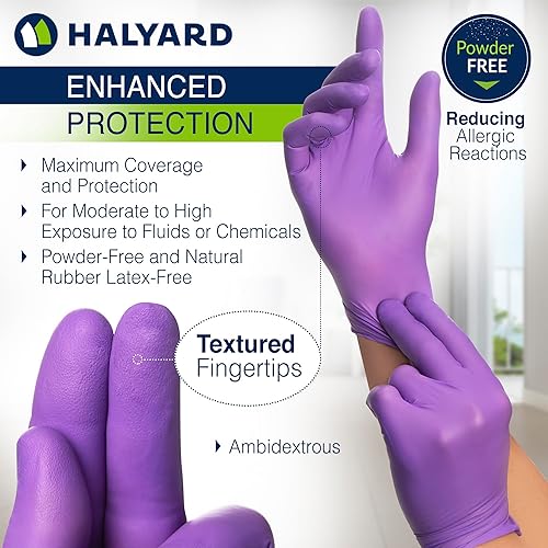 Miniatura 2 de HALYARD PURPLE NITRILE Exam Gloves, Powder-Free, Non-Sterile, 5.9 mil, 9.5", Purple
