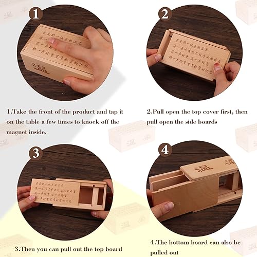 Miniatura 4 de Caja de rompecabezas de madera con compartimento oculto, caja de rompecabezas secreta 3D, cajones mágicos, caja mágica secreta, caja de madera para