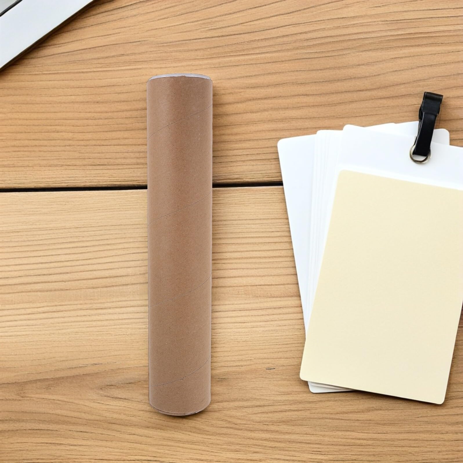 ifundom 4 Tubi Postali in Carta Kraft Tappi Plastica, Tubo Porta-poster Rotondo 33x6,5 Cm, Contenitore per Spedizione e Stoccaggio Documenti, Portaoggetti per Artigianato e Uso Ufficio