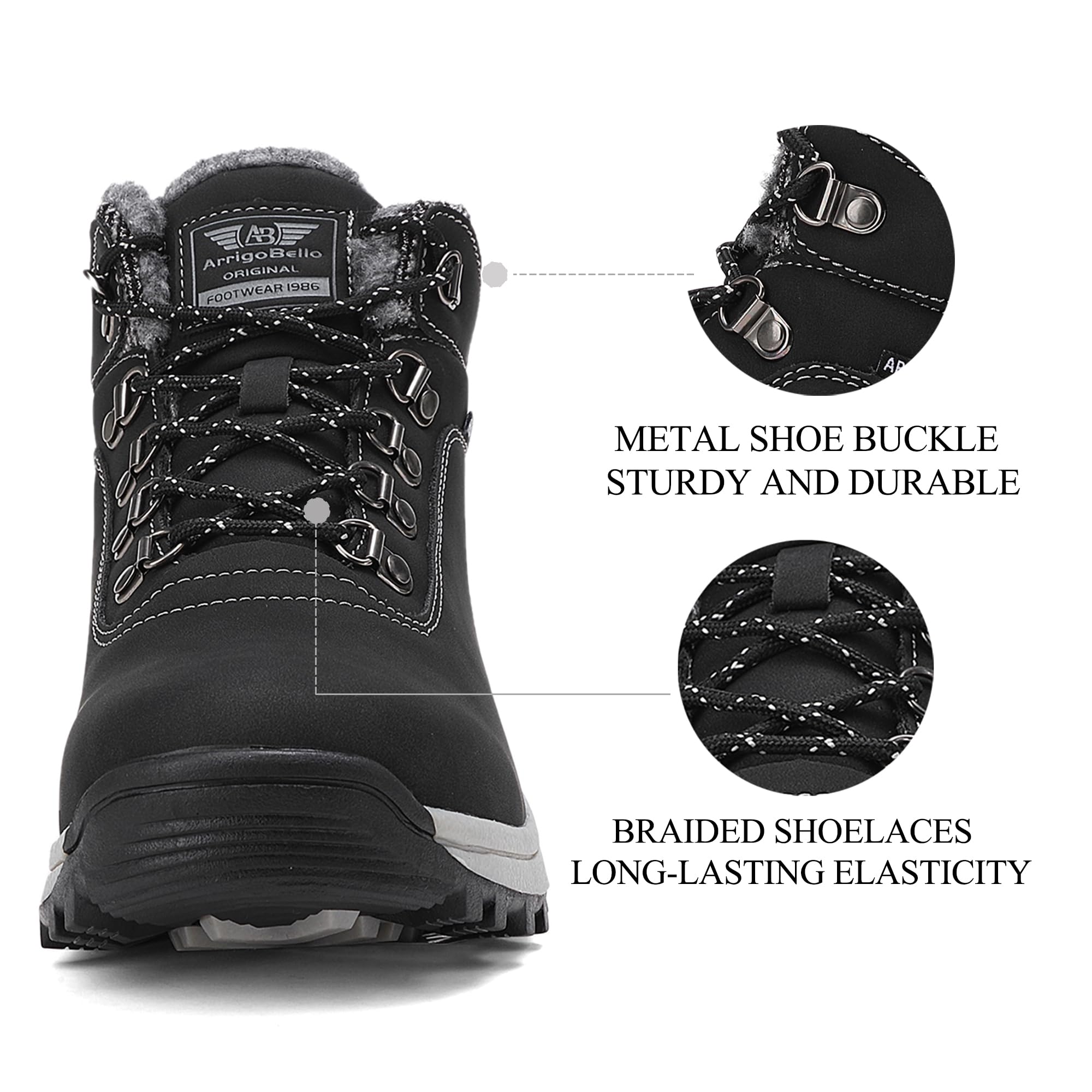 ARRIGO BELLO Scarpe Neve Scarponcini Donna invernali Antiscivolo Comode Caldi Foderati Snow Boots Outdoor Trekking Stivali Taglia 36-41