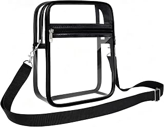 Atsabdas Clear Crossbody Bag Stadium Approved - PVC Transparent Shoulder Bag with Adjustable Strap for Sports Events, Concerts, Travel (Small)