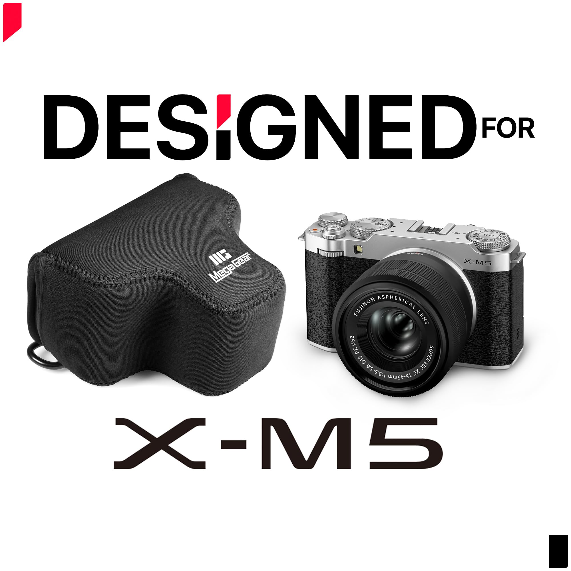 MegaGear Ultralekki neoprenowy futerał na aparat kompatybilny z Fujifilm X-M5, czarny, Ultralekka neoprenowa torba na aparat